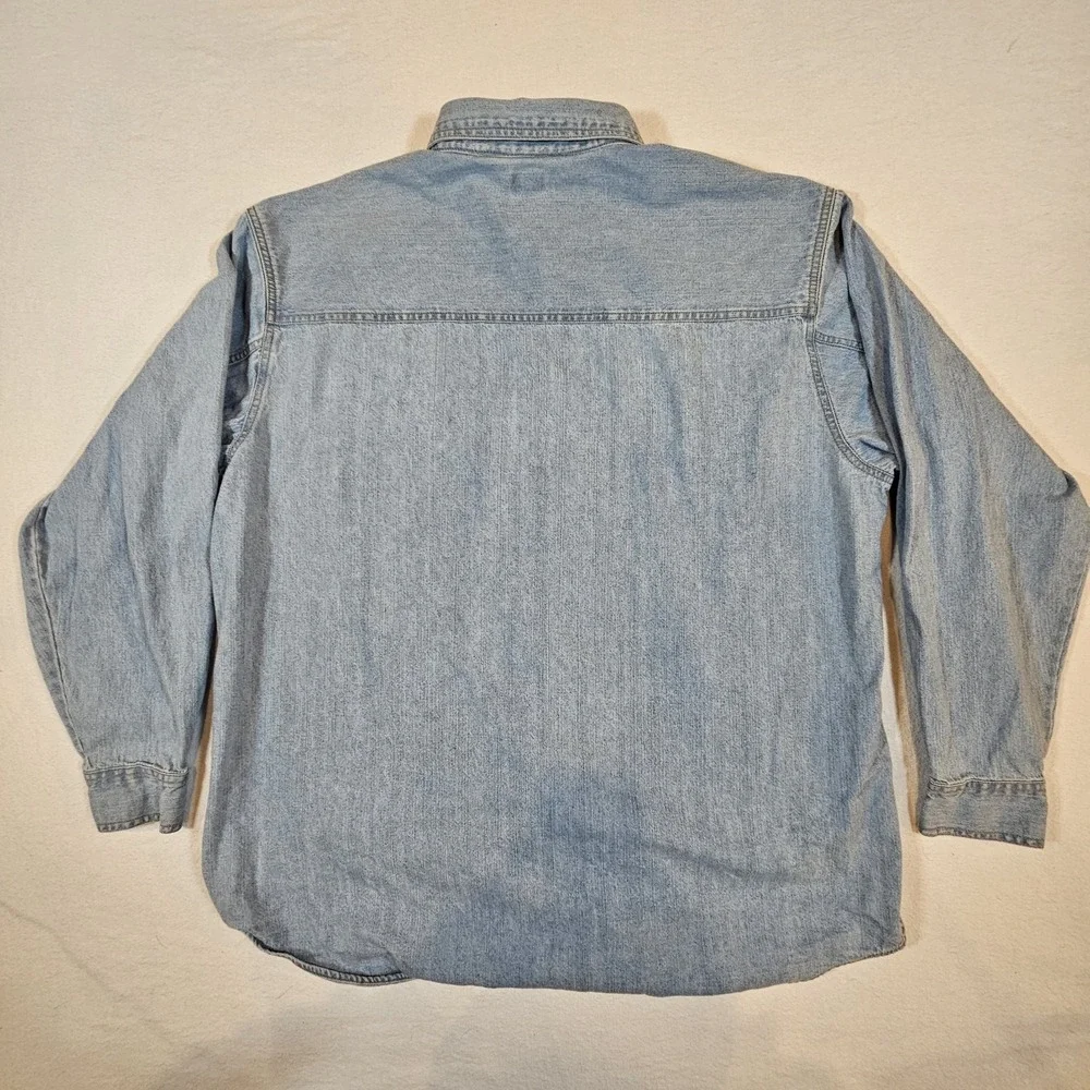 Levis Vintage Mens Button Up Shirt Denim Red Tab Large 2002